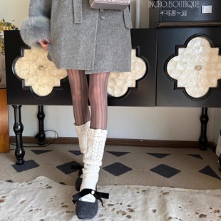 不可思一间都喜欢这双漂亮的小腿袜秋冬羊毛高级感针织镂空上大分