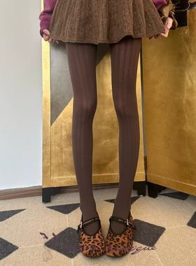 不可思一间春秋冬季80D天鹅绒加裆麻花纹薄款丝袜连裤打底袜灰色