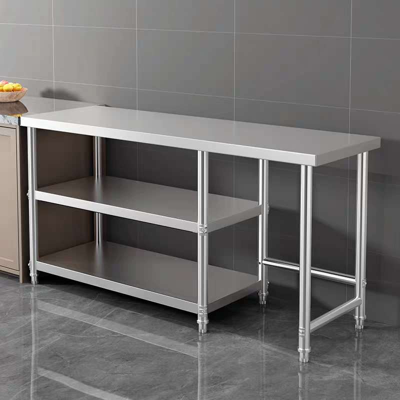 定制加厚不锈钢工作台厨房灶台架子三层专用煤气罐饭店案板操作台