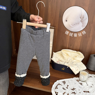 女童加厚夹棉德绒打底裤 棉裤 子外穿女婴儿冬季 女宝宝超厚蚕丝棉裤