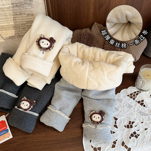 女童超厚德绒打底裤 外穿棉裤 子女婴儿冬季 女宝宝一条过冬蚕丝棉裤