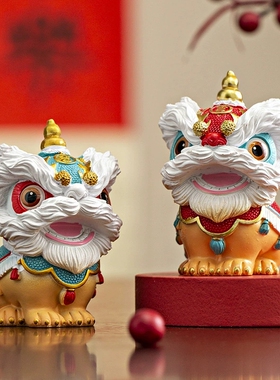 国风舞狮醒狮摆件轻奢高档吉祥物