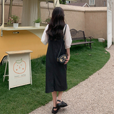 卡其色休闲日系工装风背带裙女2024夏新款慵懒宽松显瘦文艺连衣裙，女装套装/套裙，浙宝220