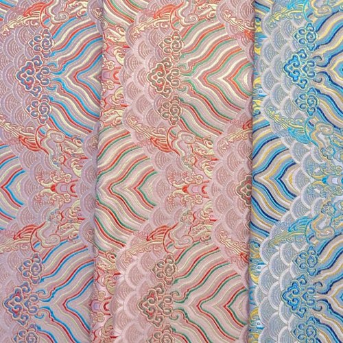 海浪纹织锦缎绸缎粉系高端面料