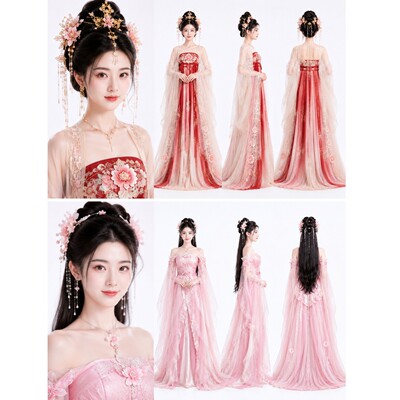 ai真人短剧古装美女汉服角色三视图人物设定角色卡女主角色素材包