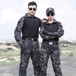 新式迷彩服套装男春秋户外训练服女弹力作训服耐磨教官服战术蛙服
