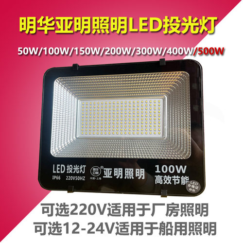 LED投光灯船用低压12V24V100W抗干扰防水灯超亮220伏工厂房照明灯