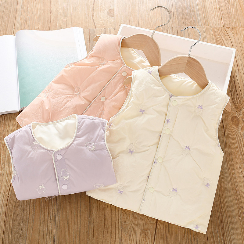 儿童女童羽绒刺绣外穿轻薄款马甲 女宝宝内搭保暖背心白鸭绒 洋气,童装/婴儿装/亲子装,羽绒马甲,淘宝优惠券,粉丝福利购,淘宝优惠卷