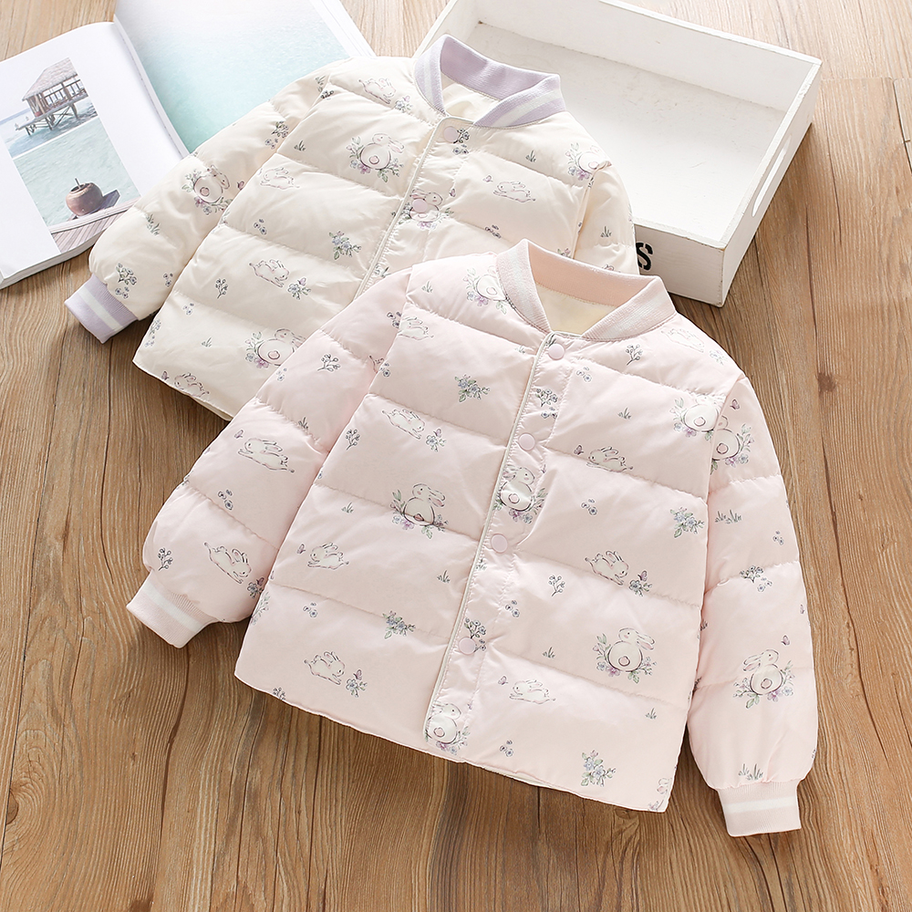 2025秋冬新款童装 女童轻薄款羽绒长袖内胆 女宝宝小兔羽绒服外套