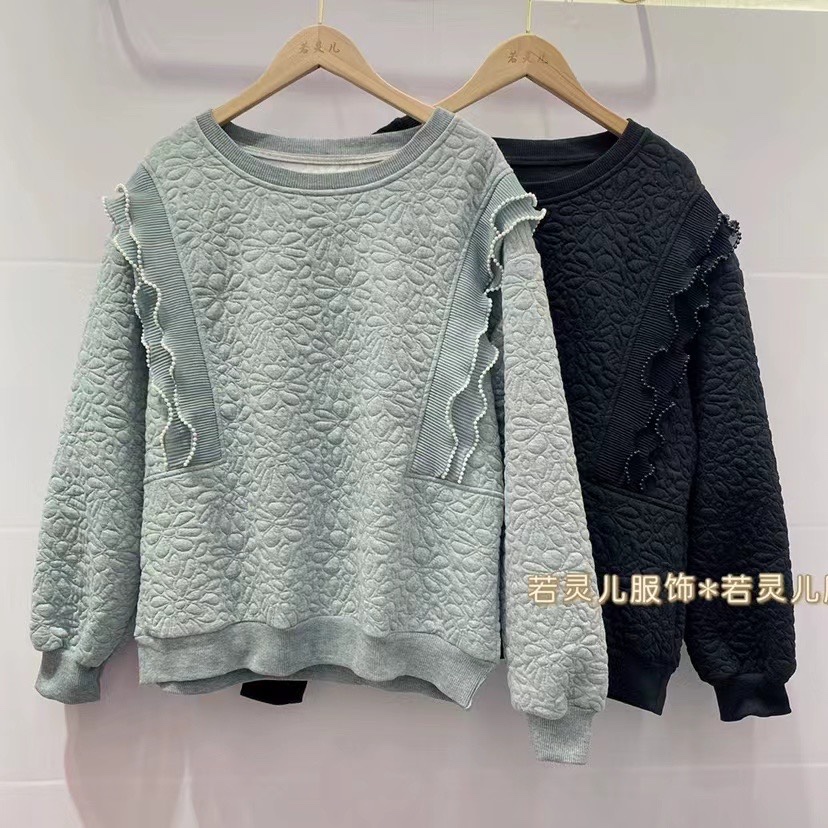 木耳边长袖卫衣休闲宽松