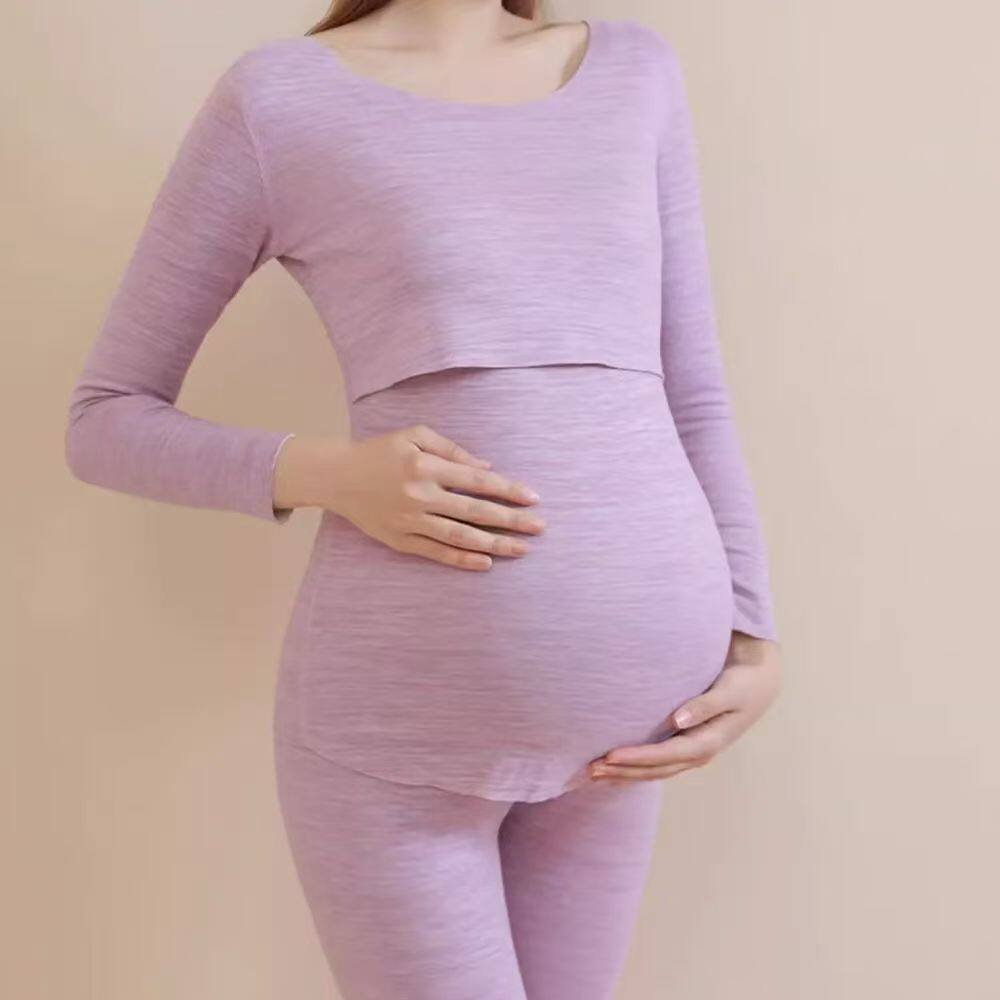 孕妇秋衣秋裤保暖衣套装秋冬季加绒加厚德绒孕妇装哺乳睡衣月子服