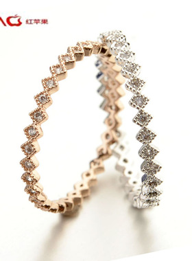 菱形满钻指环日韩风饰品尾戒