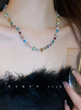 彩色镶钻甜美时尚高级项链