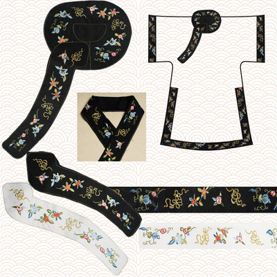 清汉女绣片花神兔刺绣花边辅料