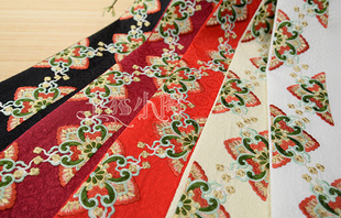 唐风花卉纹复原团花汉服裙头绣花织带花边边条衣缘领边 玉猫小阁