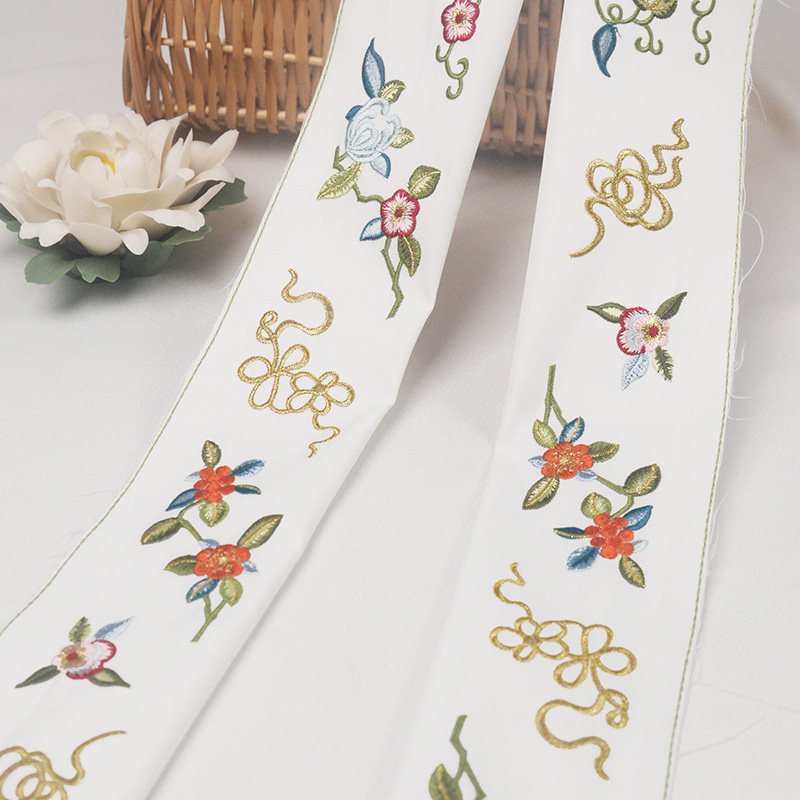 花神兔复原纹样裙头明制汉服绣花领边衣缘袖缘花边中秋特价限定款