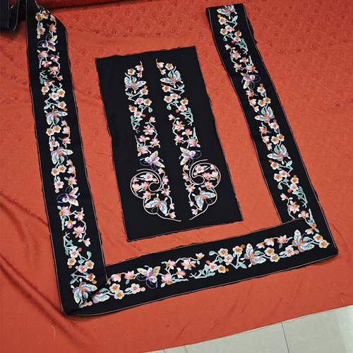 清汉女绣片兰花刺绣花边辅料