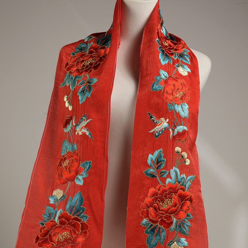 牡丹花重工刺绣汉服婚服绣品DIY