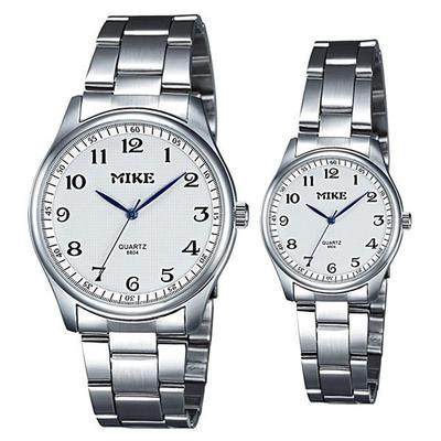 正品米可mike8804防水钢带清晰数字情侣男表女表一对时尚休闲腕表