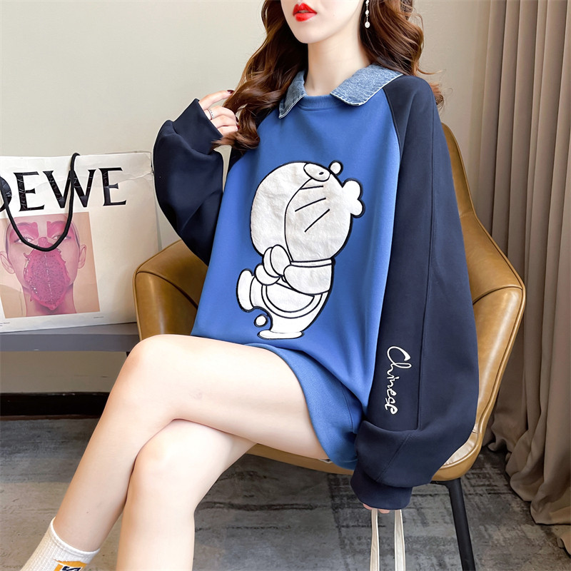 임부복 스웨트셔츠 봄 가을 의류 임신복 페이크 투피스 루즈 폴로 셔츠 임부복 가을 겨울