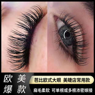 DD芭比翘0.25单根扁毛哑光黑色粗黑浓密CC嫁接假睫毛欧式 长13mm