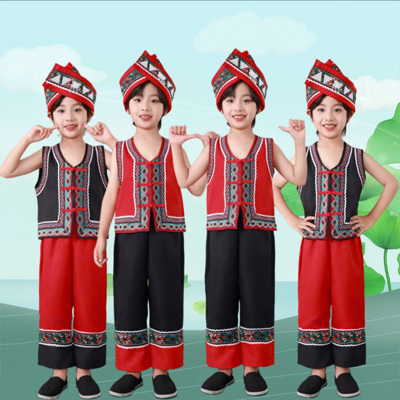广西壮族三月三少数民族服装儿童