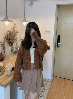 MYWAY自制 奶咖色伞裙蓬蓬裙女秋冬新款遮胯显瘦a字短裙宽松半裙