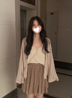 宽松慵懒复古针织百搭短款女开衫