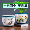 大号花盆陶瓷带托盘白色大号清仓创意绿萝吊兰植物简约多肉花盆