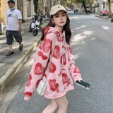 早秋新款慵懒连帽卫衣女2025韩系粉色设计感爱心印花减龄宽松上衣，女装卫衣/绒衫，2D082
