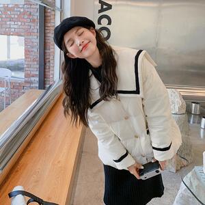 奶呼呼白色海军领羽绒服女冬2024年新款高级设计感超好看短款外套图片