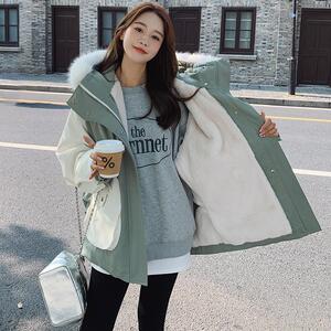 高级感大毛领工装派克棉服女冬季2024新款高级感加绒加厚拼接外套图片