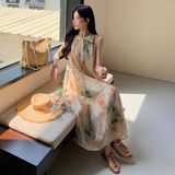 气质无袖晕染背心连衣裙女夏2025新款温柔风今年流行爆款甜美裙子，女装连衣裙，2D082