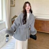 韩版千金感双面羊绒呢子大衣女2025冬季新款收腰显瘦毛呢斗篷外套，女装毛呢外套，2D082