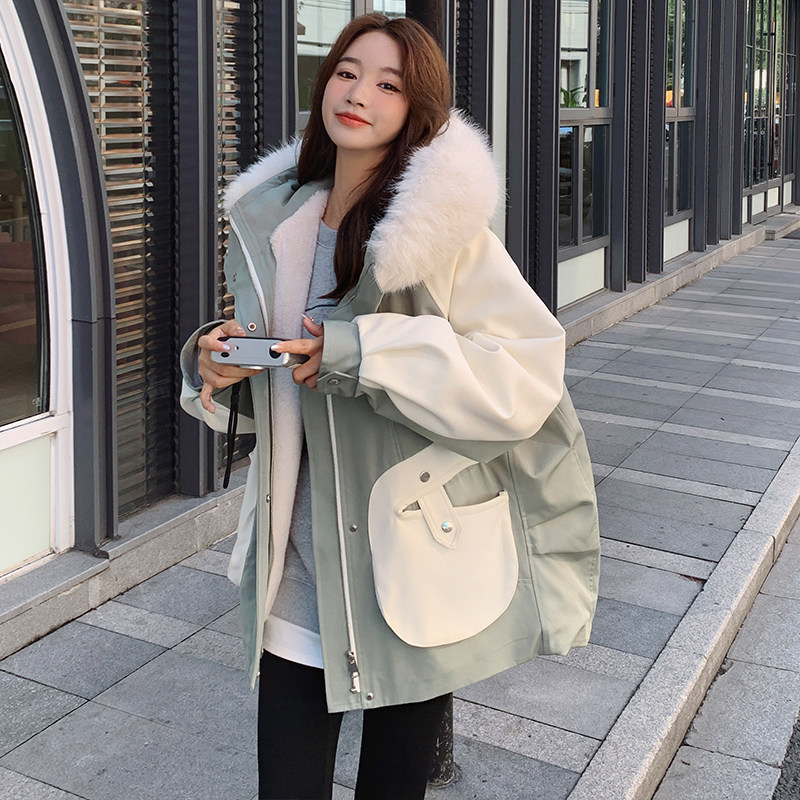 现货三色内胆兔毛连帽毛领可以脱卸派克服2D082-H219-P205298图片