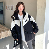 新品！冲锋风衣拼接连帽外套2D082-K028-P155238，女装风衣，2D082