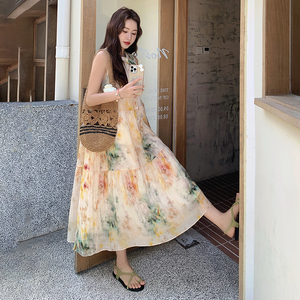 ！法式仙女花色沙滩旅游连衣裙2D082-K228-P140228图片