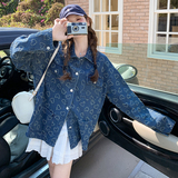 蓝色提花牛仔外套女2025春季新款学院风超好看小个子休闲夹克上衣，女装短外套，2D082
