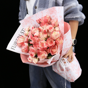 原创混搭安可拉红玫瑰花束花店配送上小时达生日鲜花速递同城北京