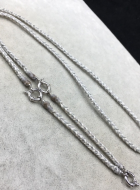 蚕丝蜡绳纯手工精编3挂佛牌链纯银扣项链绳多功能配链