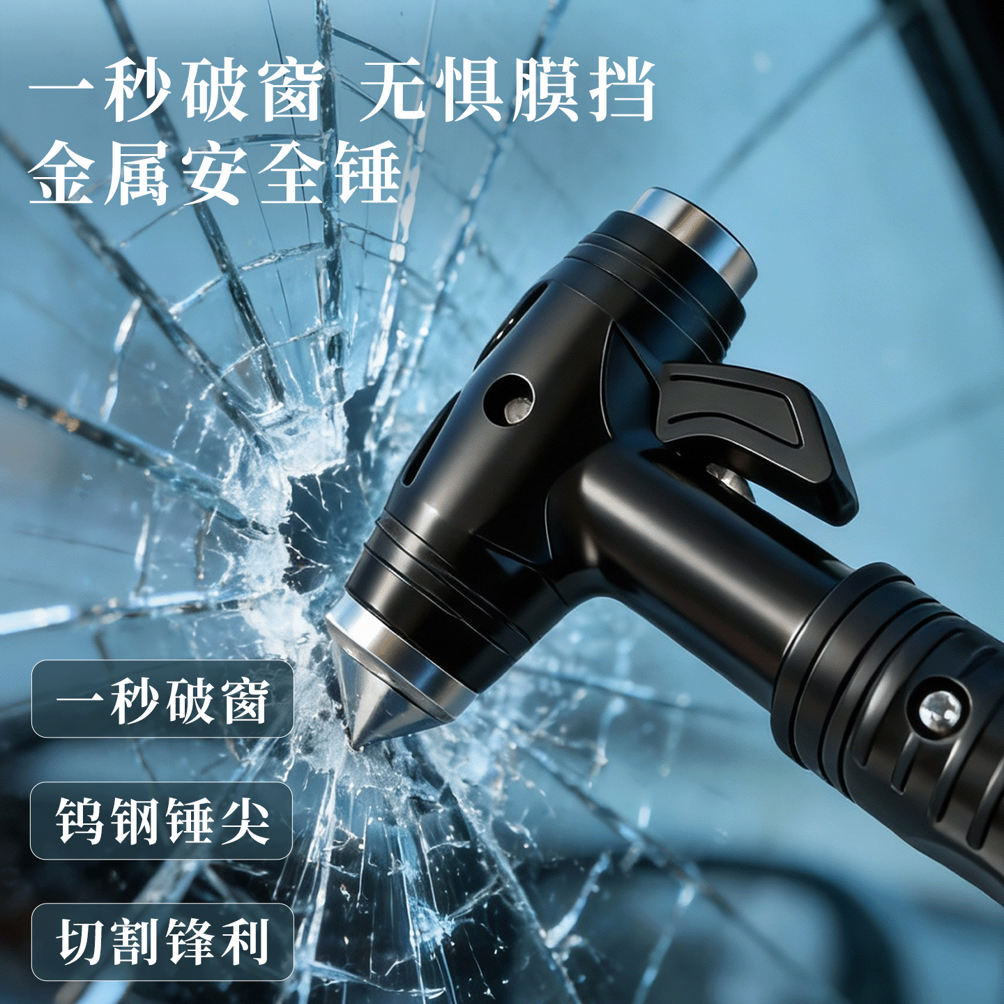 安全锤车用多功能逃生锤车窗快速破窗神器玻璃击碎器防身锤带割刀