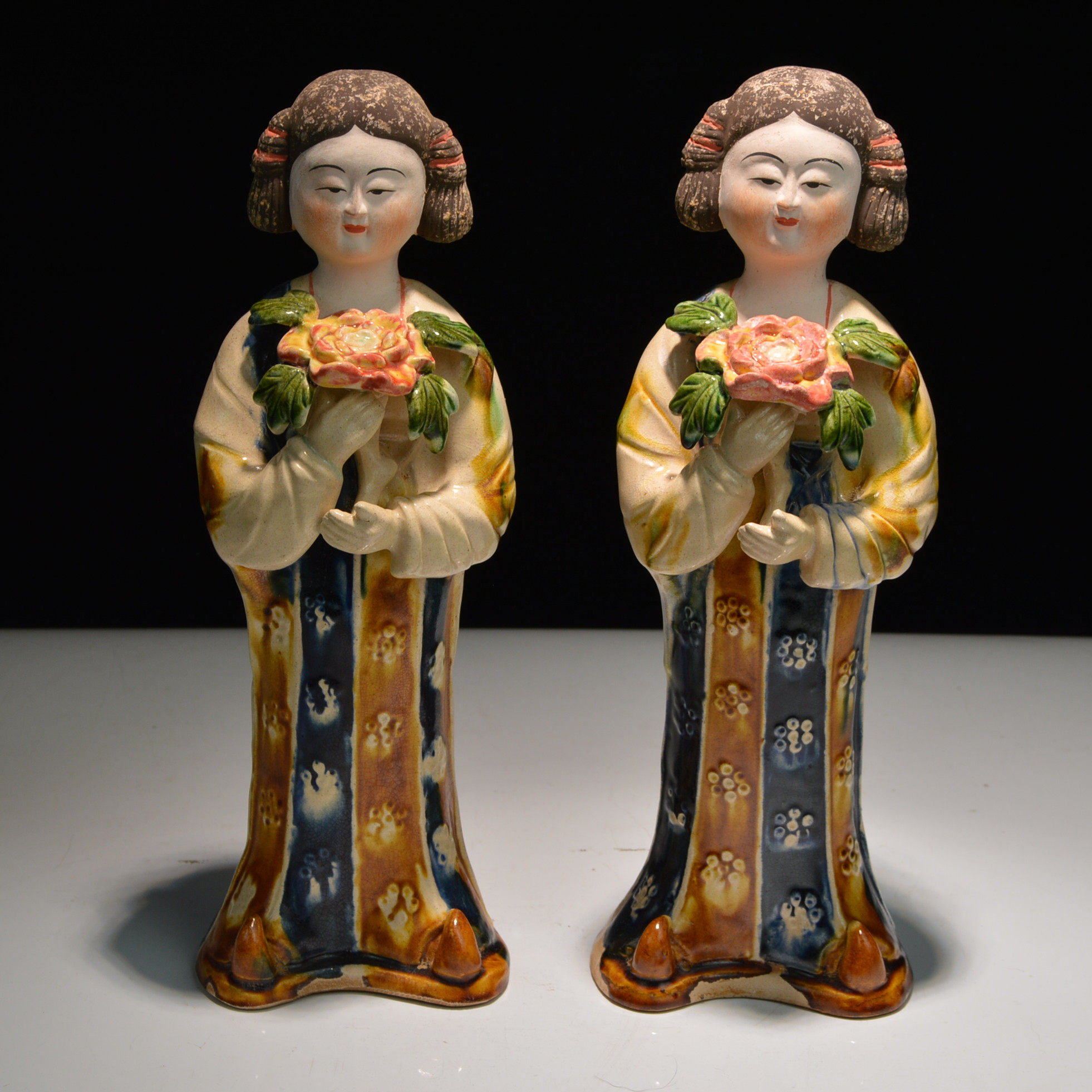 高水旺唐三彩垂髻仕女陶俑胖妞摆件古董人物收藏陶瓷艺术装饰礼品