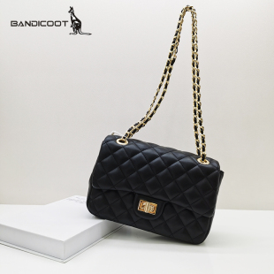 袋鼠女包2026新款 精致洋气单肩斜挎包潮 春夏小香风菱格链条包时尚