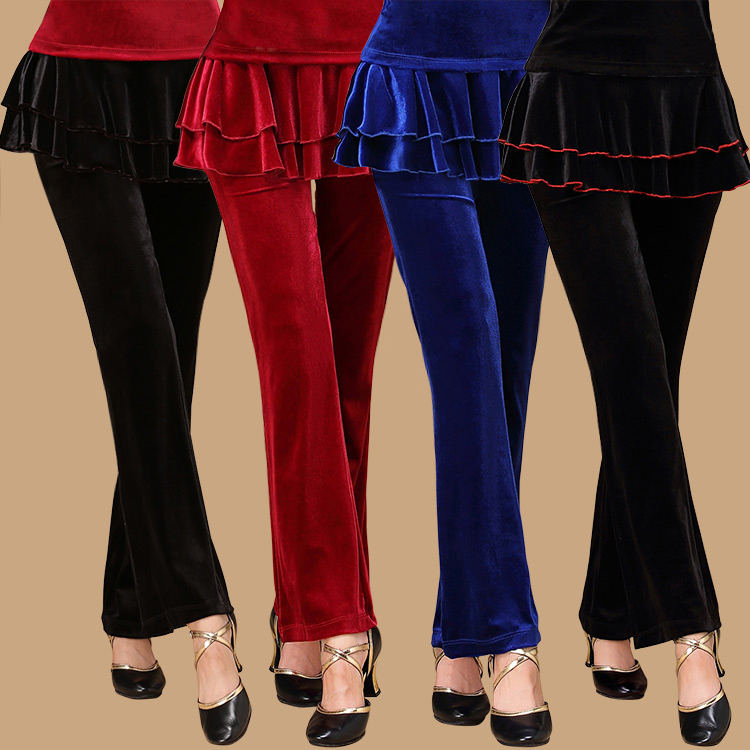 柳魅韩国金丝绒广场舞服装裙裤莫代尔拉丁舞蹈裤微喇显瘦跳舞裤