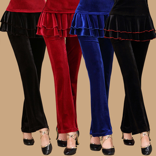 柳魅韩国金丝绒广场舞服装裙裤莫代尔拉丁舞蹈裤微喇显瘦跳舞裤