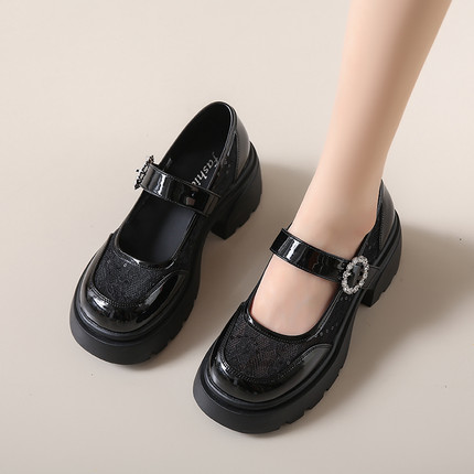 厚底增高7CM小个子网面镂空玛丽珍鞋女2026夏季高跟小皮鞋女单鞋