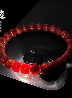 原生态海南果冻玉化料星月菩提手串透光陈籽文玩佛珠手链