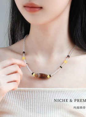 白水晶锁骨链女感轻奢小众设计感多圈项链手串送女友闺蜜礼物