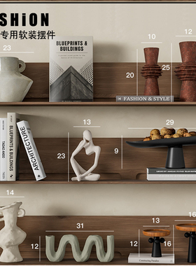 博古架组合套装侘寂风高级感艺术摆件复古小众民宿玄关桌面装饰品