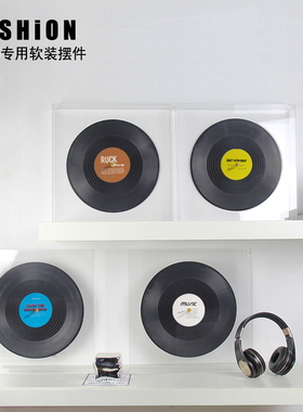 摄影道具北欧风格黑胶唱片墙面装饰品样板间书房软装创意客厅摆件